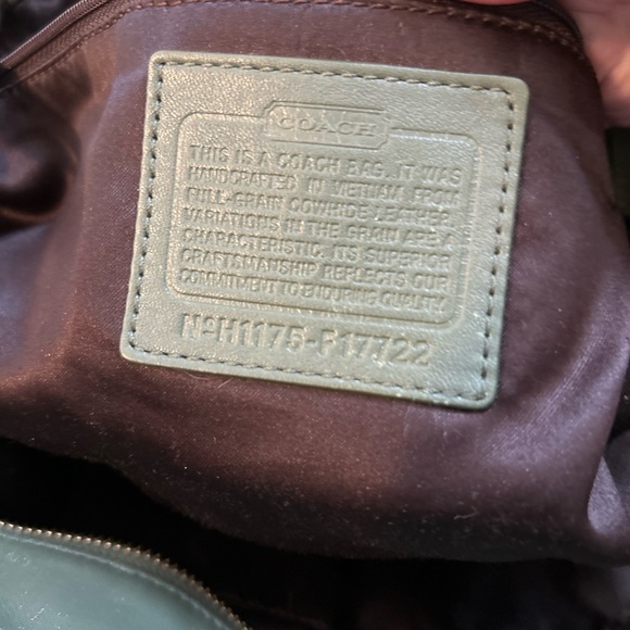 Coach Olive Green Leather Tote | Large Zip Top Shoulder Bag - Picture 8 of 16